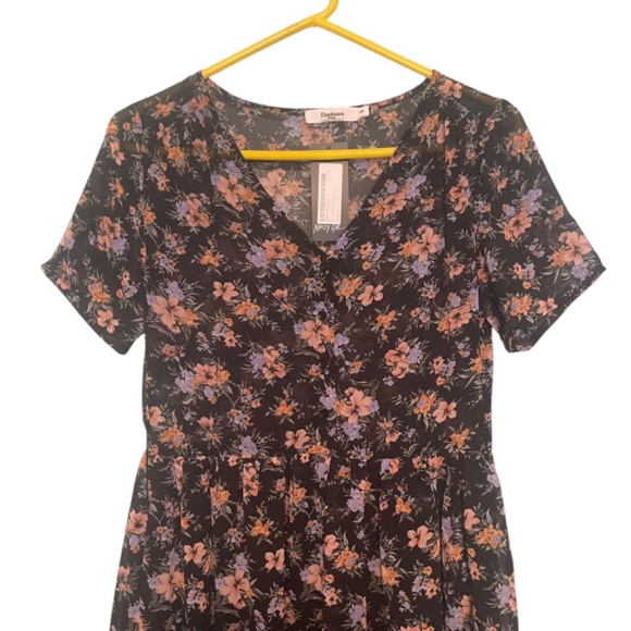 Nasty‎ Gal Daphnea NWT Floral V Neck Short Sleeve Summer Midi Dress Size S - Picture 2 of 8
